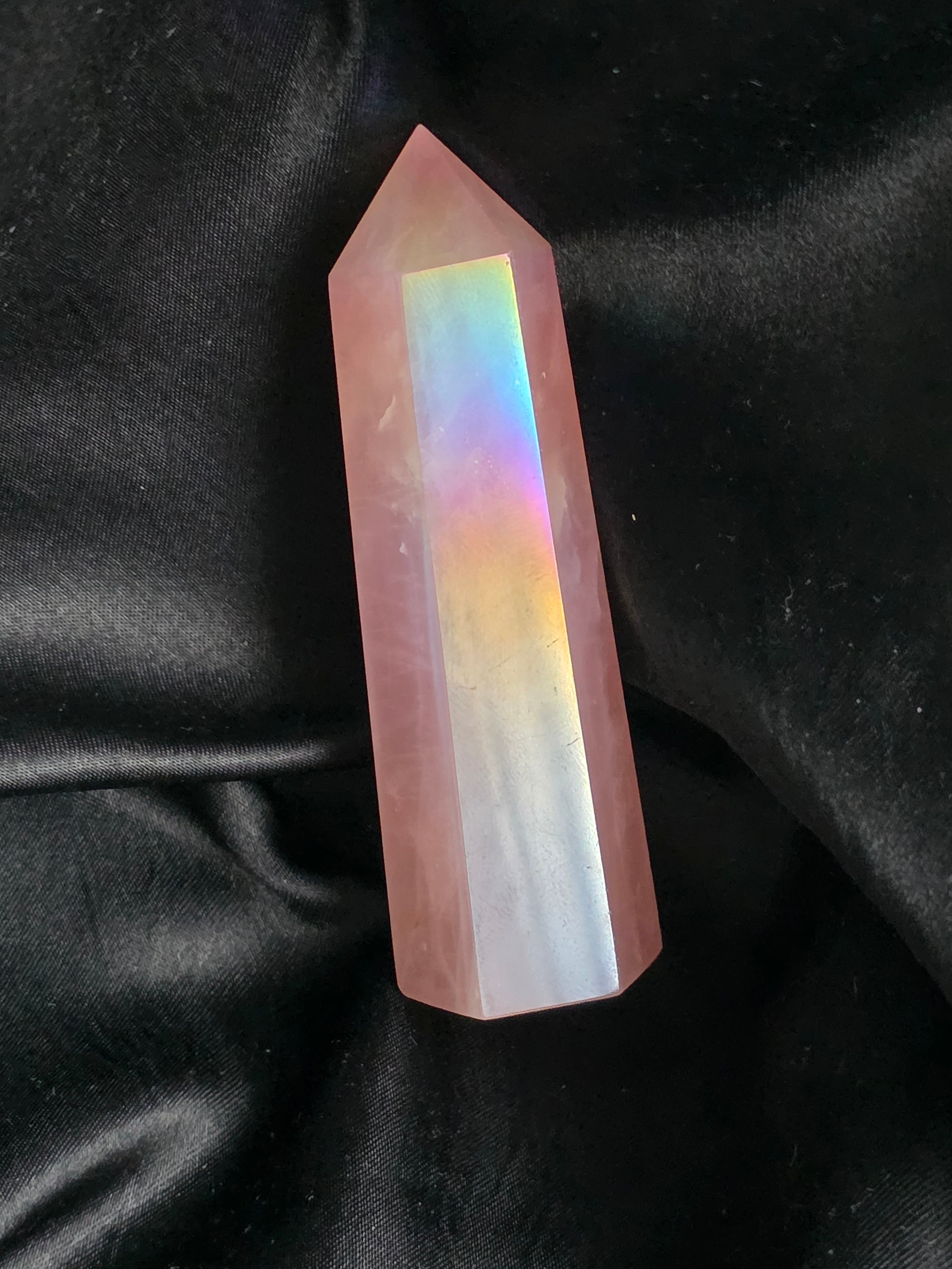 Angel Aura Rose Quartz Crystal Point (78.98g)