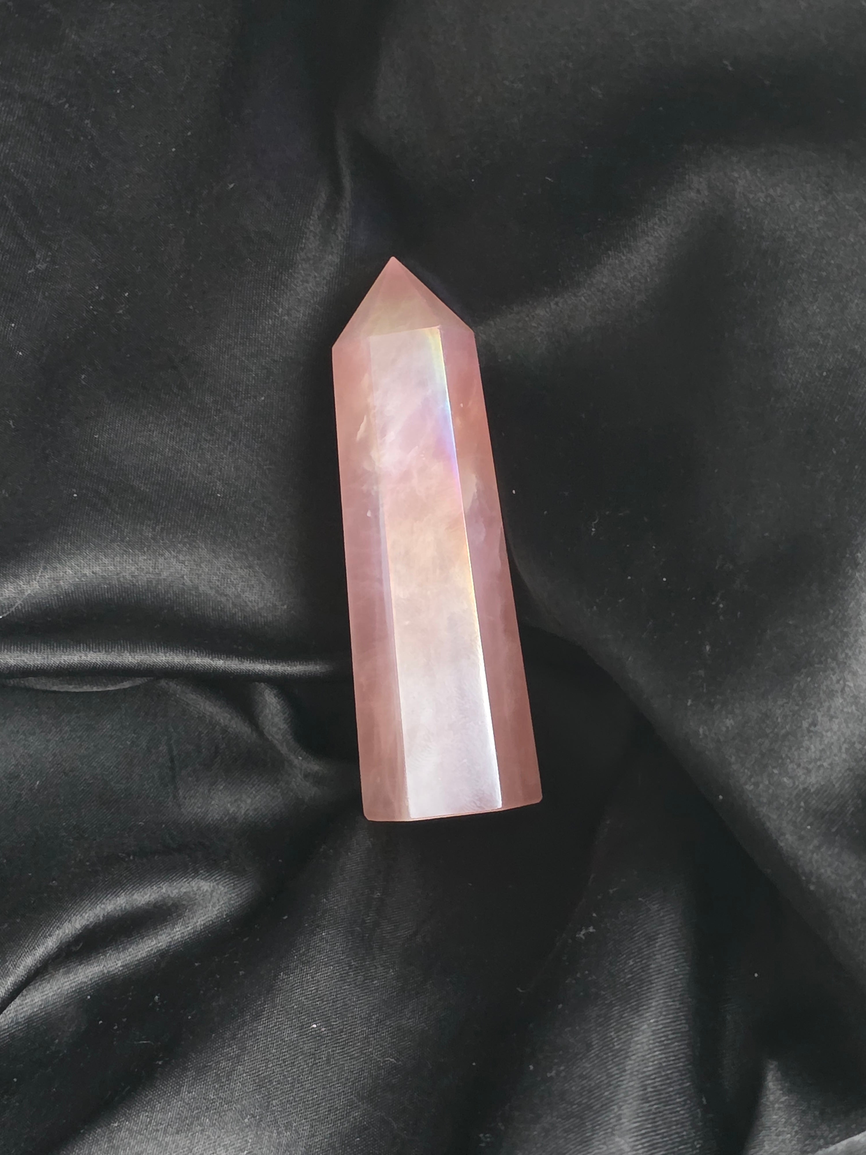 Angel Aura Rose Quartz Crystal Point (78.98g)